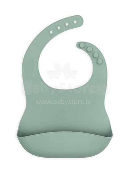 Jollein Silicone Bib Art.029-007-00095 Ash Green  Priekšautiņš silikona, ar kabatiņu, 6+m .1 gab.