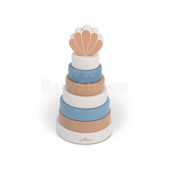 Jollein Wooden Tower  Art.120-001-66026 Shell Blue  Деревянная пирамидка