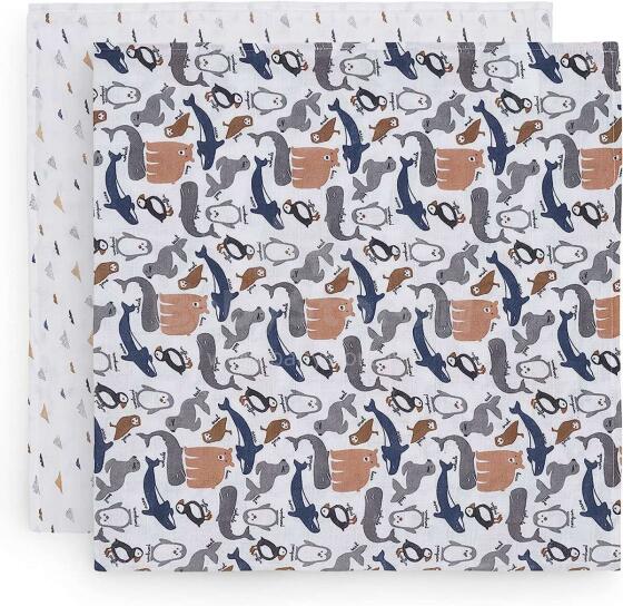 Jollein Muslin Polar Art.535-852-65349 - Высококачественная муслиновая пелёнка из бамбука, 2 шт. (115x115 см)