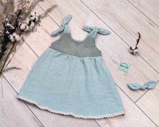 Baby Love Muslin Dresses Art.132814 Mint Bērnu augstākās kvalitātes muslina kleita
