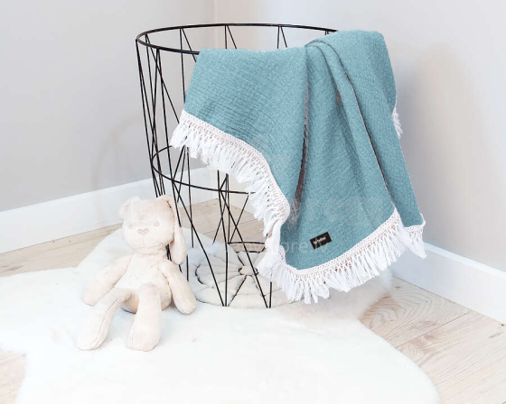 La bebe™ Muslin Blanket Art.132920 Blue Bērnu augstākās kvalitātes muslina sedziņa/plēdiņš