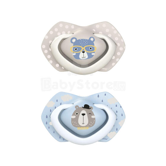 CANPOL BABIES silikona māneklītis, simetrisks BONJOUR PARIS, 6-18m, 2 gab, 22/648_blu
