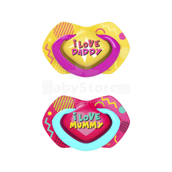 CANPOL BABIES silikona māneklītis, simetrisks NEON LOVE, 18m+, 2 gab, 22/654_pin