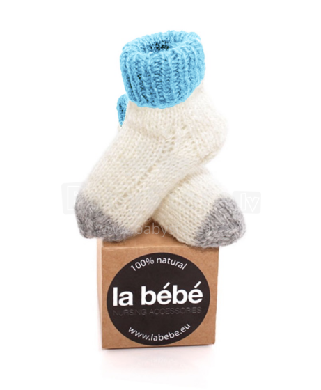La Bebe™ Lambswool Natural Eco Socks Art..133519 Blue Натуральные шерстяные носочки для новорожденного