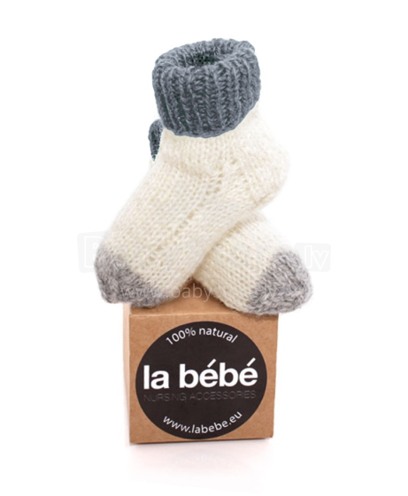 La Bebe™ Lambswool Natural Eco Socks Art.83993 Grey Dabīgas vilnas adītas bērnu zeķītes