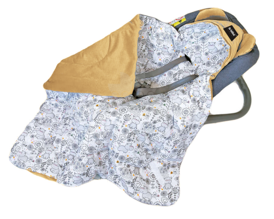 La bebe™ Swaddle Velur+Cotton 90x90 Art.133708 Yellow Высококачественное детское двустороннее легкое одеяло-конверт с капюшоном (90x90 см)