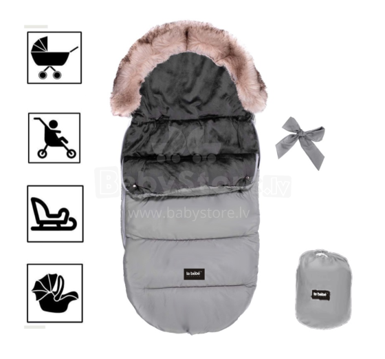 La bebe™ Sleeping bag Winter Footmuff Art.83956 Grey Универсальный теплый мешок для санок/коляски