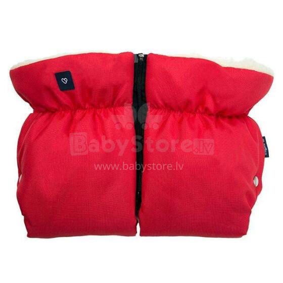 Ratiņu cimdi-mufta ar aitas vinas oderi (divdaļīgie) LIGHT RED  Womar M-005