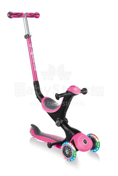 Globber Go Up Deluxe Lights Art.646-106 Deep Pink skrejritenis ar LED gaismiņam 4 vienā