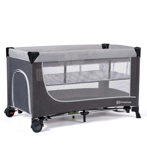 KinderKraft'22 Leody Art.KCLEOD00GRY0000 Grey  Двухярусная детская кроватка для путешествий