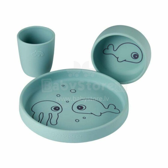 Done by Deer silicone dinner set, Sea friends Blue