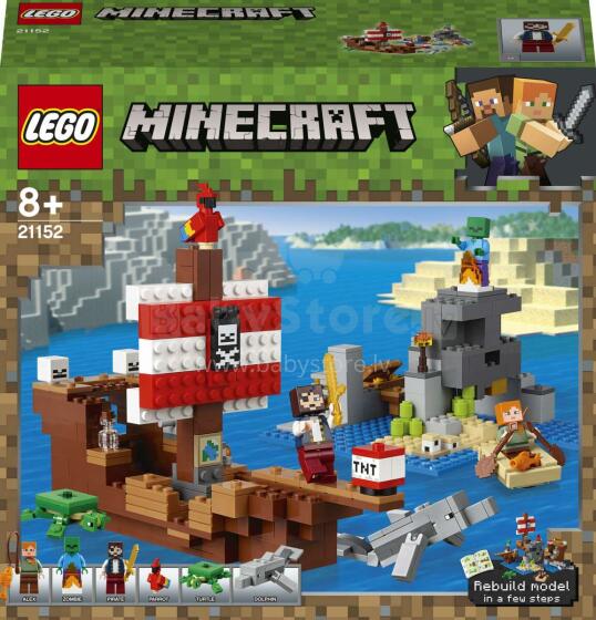 LEGO® Minecraft™ komplekts "Pirātu kuģa piedzīvojums", Art. 21152