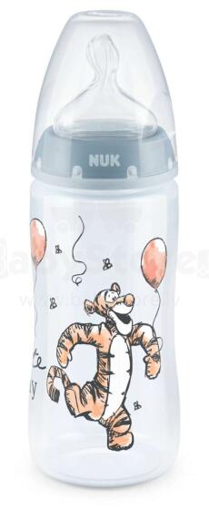 Nuk First Choice Disney Winnie  Art.SK46  Пластмассовая бутылочка с широким горлышком и соской из силикона 1 размера для смесей (0-6 мес.) 300мл