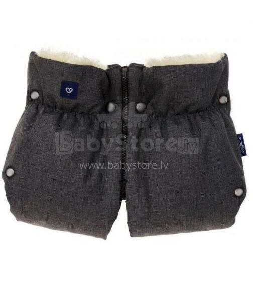 Ratiņu cimdi-mufta WOOL (divdaļīgie) MELANGE GRAPHITE Womar M-070
