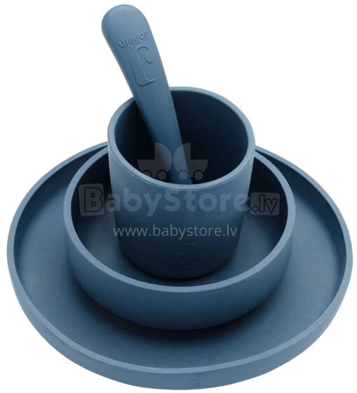 Jollein Dinner Set Silicone Jeans Blue Art.705-007-66035 Silikona trauku komplekts