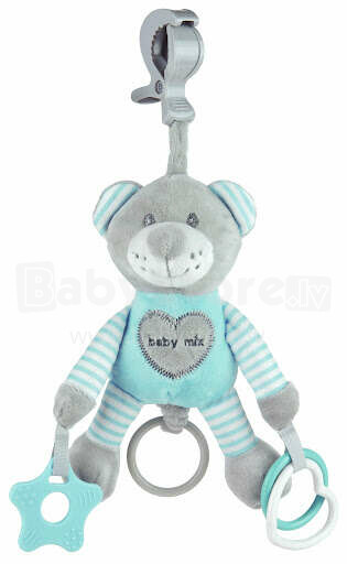 BabyMix Bear Art.40844 Mint Žaislą galima pakabinti ant vežimėlio vibruojant