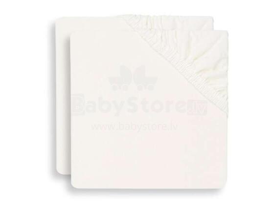 Jollein Jersey White  Art.2511-507-66041 palags ar gumiju 120x60cm,2 gab