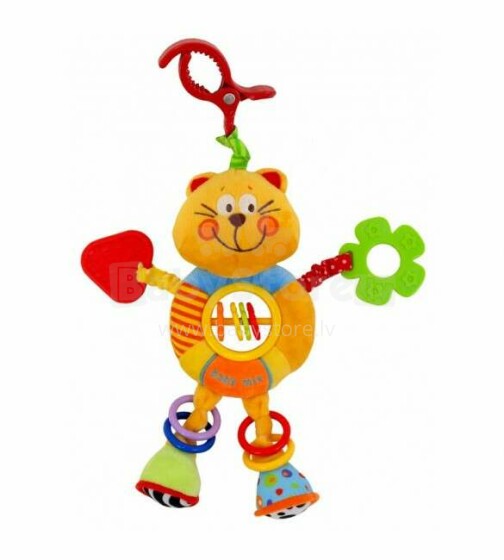 BabyMix Cat Art.34505 Yellow Rotaļlieta piekārināma ratiem ar grabuļiem