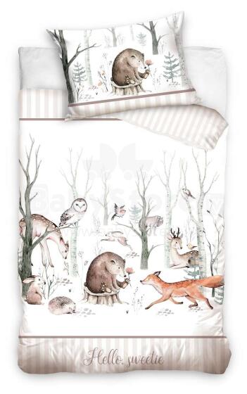 Carbotex Bedding Animals Art.213009  Хлопковое постельное белье  100x135/40x60см