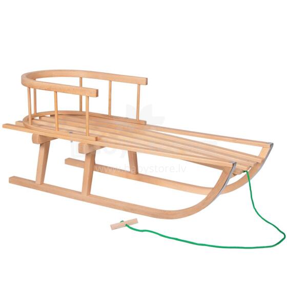 Wood Sledge Art.135819  Детские деревянные санки со спинкой, особо выносливые (без ручки) 90см