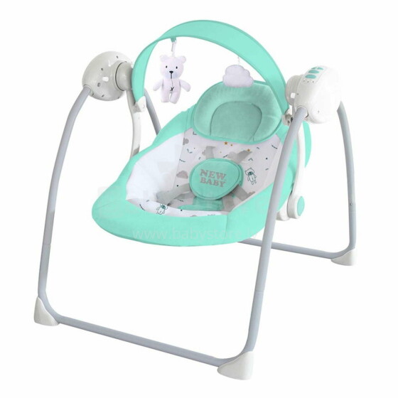 BabyMix Teddy Art.43028 Mint  bērnu mūzikālās šūpoles (šūpuļkrēsls)