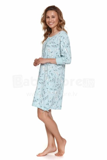 Doctornap Night Dress Art.TM.4129 Pool Blue  Šviesiai rožinė motinystės / maitinančio naktinio marškinėlio motina