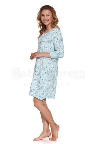 Doctornap Night Dress Art.TM.4129 Pool Blue Kokvilnas naktskrekliņš grūtniecēm/barošanai
