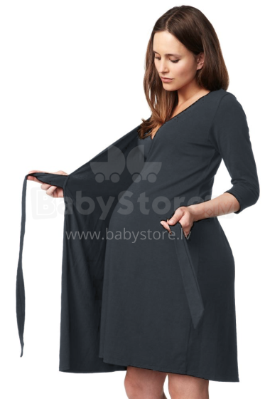 La Bebe™ Nursing Cotton Dress Donna Art.135984 Jade Maternity Nursing Dress Juoda medvilnė prieš / po motinystės suknelės