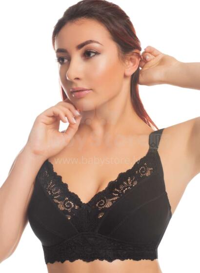 Odeons Lingerie Simona Art.098 Black Grūtnieču/barošanas krūšturis ar atpogājamu lencīti