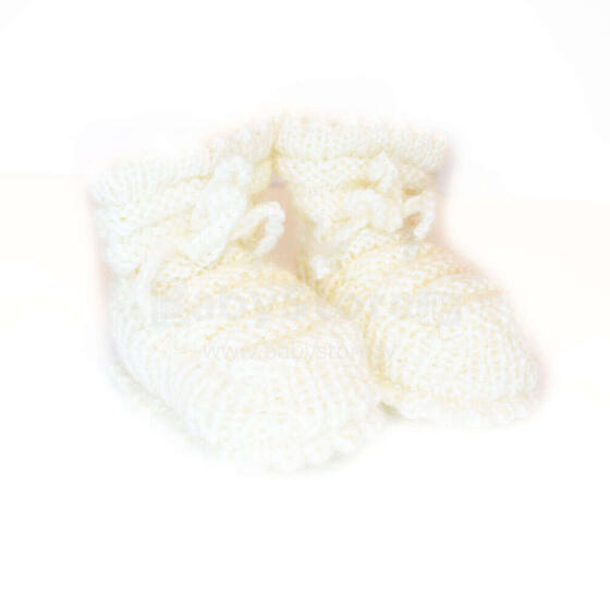 La Bebe™ Lambswool Hand Made Booties Art.137792 White Baby knitting booties