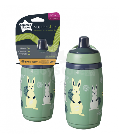TOMMEE TIPPEE  INSULATED SPORTEE Art.447820 greeen Бутылочка 12m+, 266ml