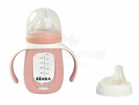 Beaba Training Bottle Art.913520 Pink Anti-koliku barošanas pudele ar rokturiem 210ml