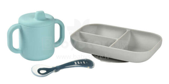 Beaba Silicone Learning Set Art.913526 Blue Silikona trauku komplekts