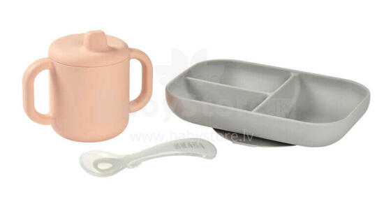 Beaba Silicone Learning Set Art.913527 Pink Silikona trauku komplekts