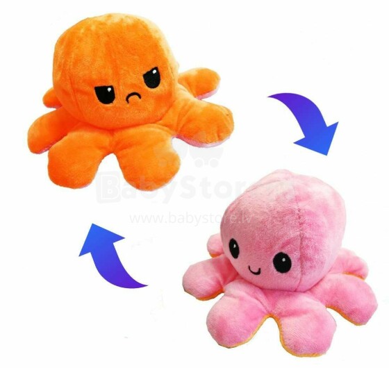 Atgriezenisks emociju astoņkājis, oranža/rozā