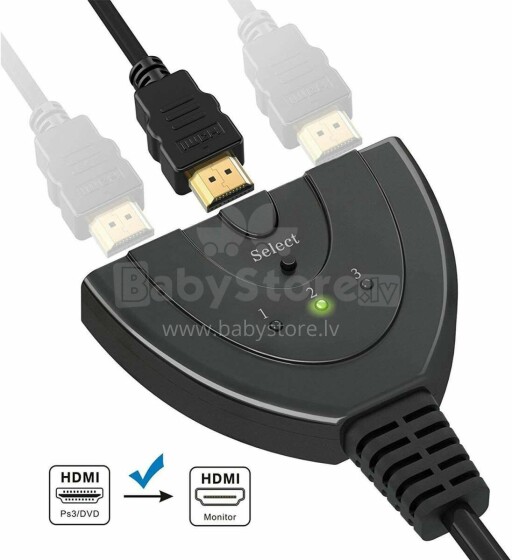 HDMI HUB, 3 kontaktligzdas
