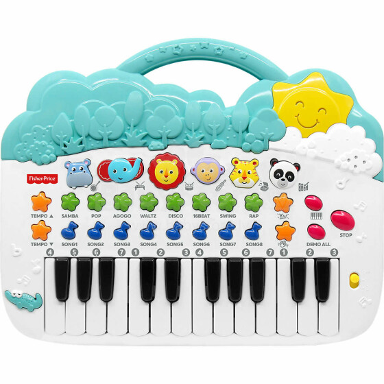 Fisher Price Animal Piano Art.16202972 Детская обучающая игрушка пианино (со звуком и световым эффектом)