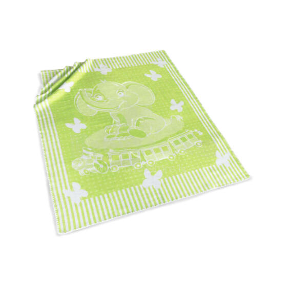 Kids Blanket Cotton  Art.G00011 Green Elephant  Детское одеяло/плед  100х140см(B категория качества)