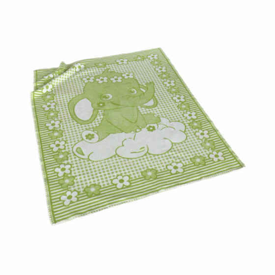 Kids Blanket Cotton  Art.G00011 Green Elephant  Детское одеяло/плед  100х140см(B категория качества)