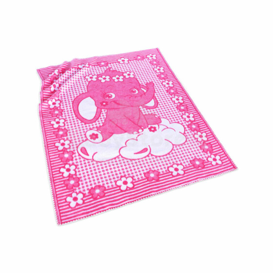 Kids Blanket Cotton  Art.G00011 Pink Elephant Mėlynas pledas / antklodė vaikams 100x140cm, (B kokybės kategorija)