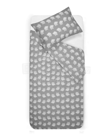 Kids Bedding Set Saldus Sapnas Art.G02454 Owl Light Grey  Хлопковое постельное белье из 3-х частей 100x140 (+5см)