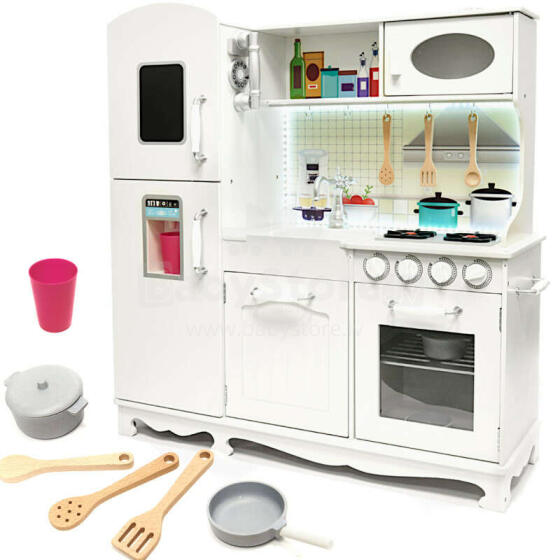 Ikonka Wooden Kitchen XXL Led Art.KX6491 Деревянная кухня с аксессуарами и световыми эффектами