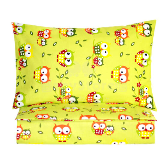 UR Kids Bedding Art.141141 Owl Green Kokvilnas gultas veļas komplekts no 3 daļam