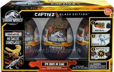 CAPTIVZ gļotu ola ar dinozaura figūru Clash Edition, 3 iepakojumi, TM-JW-BESE3PK
