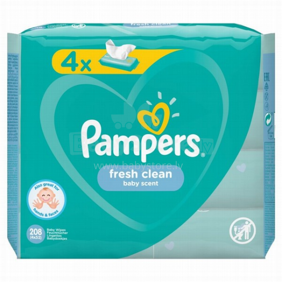 Pampers Sensitive Art.2T1954 Детские влажные салфетки,52x4шт