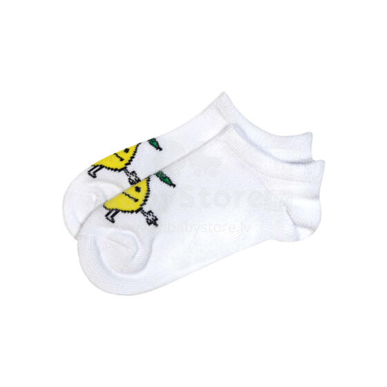 Be Snazzy Socks Art.ST-15 Bērnu kokvilnas zeķītes Baltas ar citronu