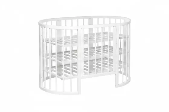 La Bebe™ Bed Kotto Olin 9 in 1 Art.141419 White   Apaļa koka daudzfunkcionāla gulta 9 vienā