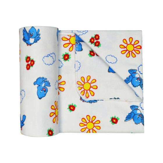 UR Kids Flannel  Art.141445 Birds White Фланелевая пеленка для малышей 75x90 cm