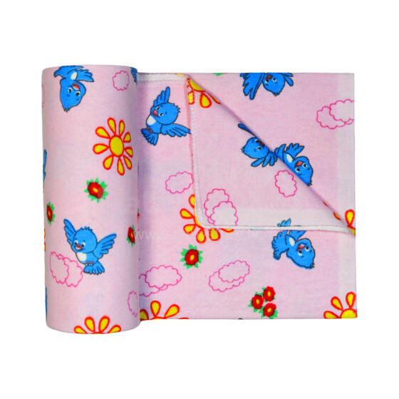 UR Kids Flannel  Art.141446 Birds Pink  Фланелевая пеленка для малышей 75x90 cm