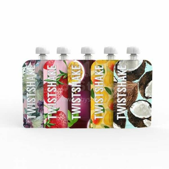 Twistshake  Squeeze Bag Art.78616 Многоразовый контейнер для  воды, пюре, соков ,100мл,5 шт.